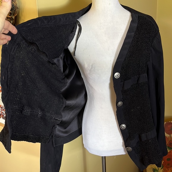 Vintage KC SPENCER Size XL/1X
Black Blouse Velvety Stripe Textured Lagenlook - Picture 13 of 14